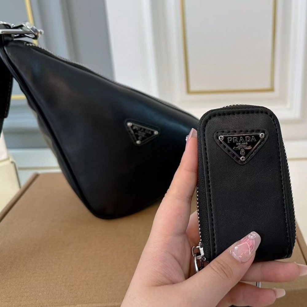 Prada Triangle Shoulder Bag Black 10.6 Inches