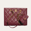 Chanel Small Shopping Bag Gold Tone Burgundy 12.2 Inches AS4940 B17067 NY570