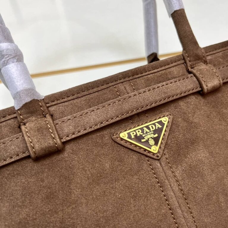 Prada Bonnie Large Suede Handbag Cacao Brown 15 Inches 1Ba433 2C4S F0324 V Moo