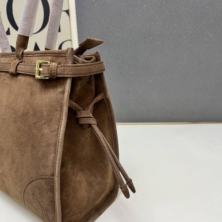 Prada Bonnie Large Suede Handbag Cacao Brown 15 Inches 1Ba433 2C4S F0324 V Moo