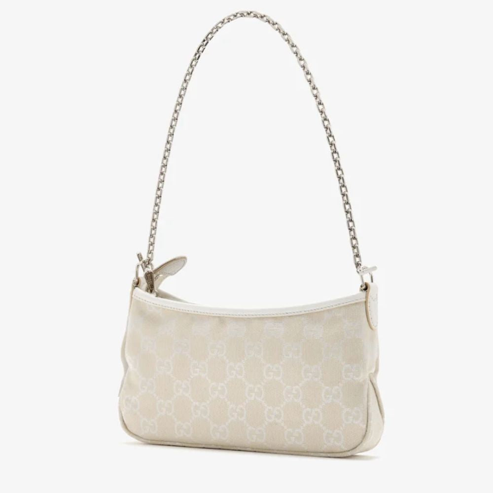 Gucci Gossip Small Shoulder Bag Ivory GG Canvas 8.3 Inches