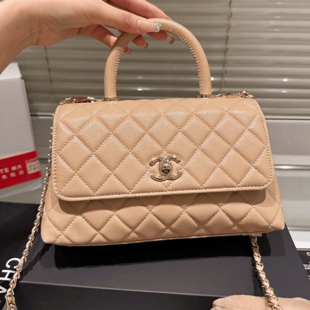 Chanel Coco Handle Flap Bag Nude 9.1 Inches