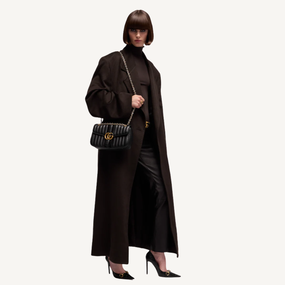 Gucci Jetset GG Marmont Medium Shoulder Bag Black 10.2 Inches