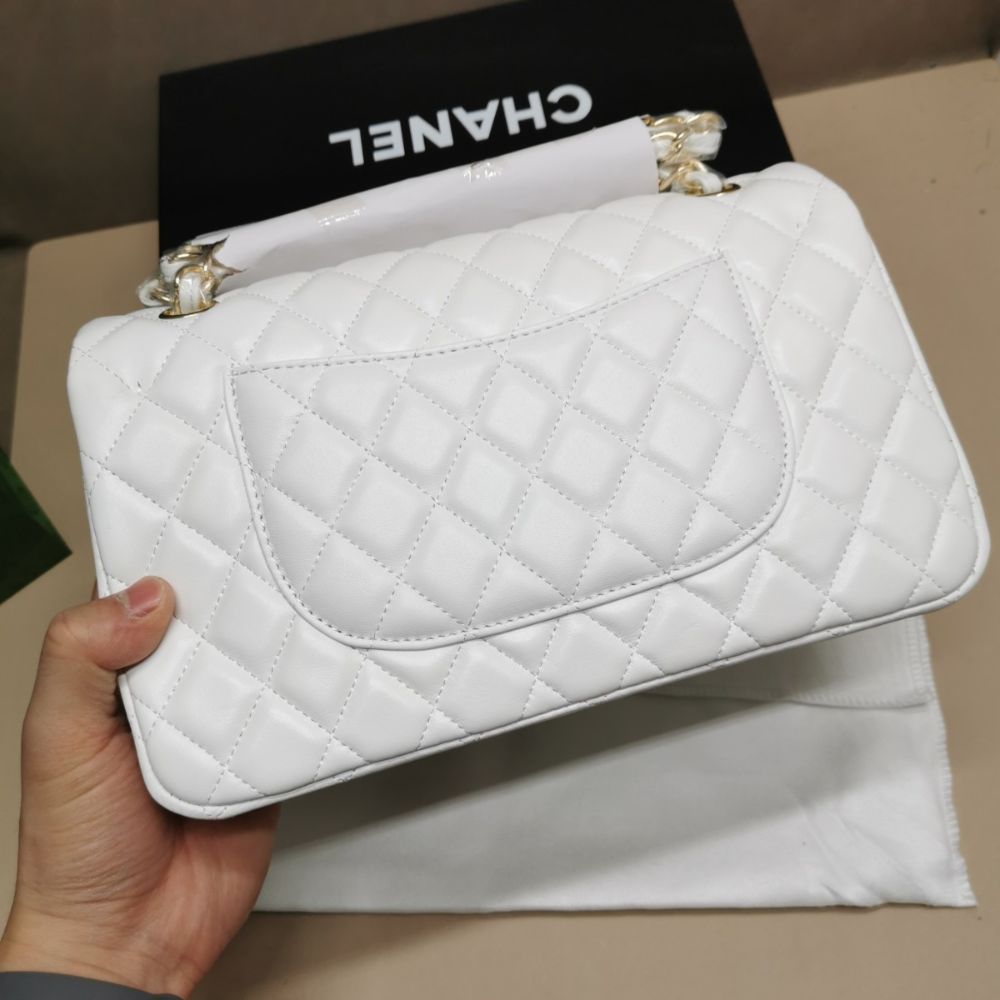 Chanel Classic Flap Bag White 9.8 Inches