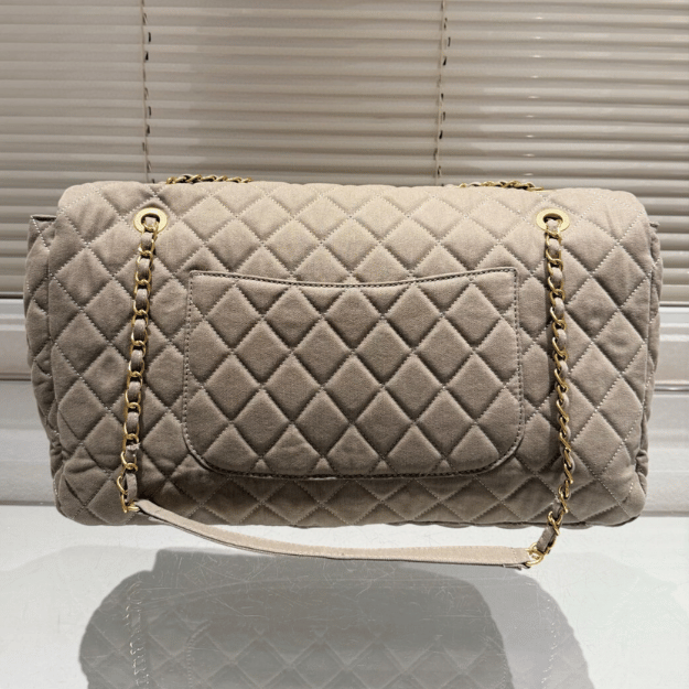 Chanel Flap Vintage-Style Shoulder/Hobo Bag Khaki 17.7 Inches