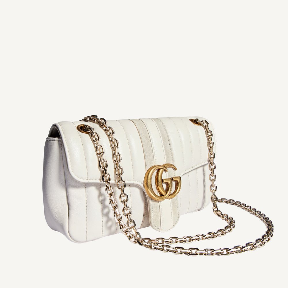 Gucci Jetset GG Marmont Medium Shoulder Bag White 10.2 Inches