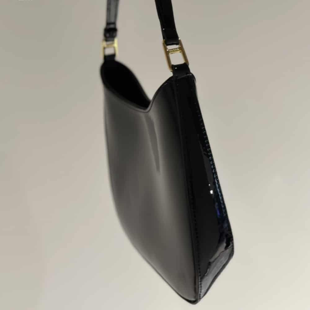 Prada Cleo Patent Leather Bag Black 10.6 Inches 1Bc169 069 F03Kj V Hoo