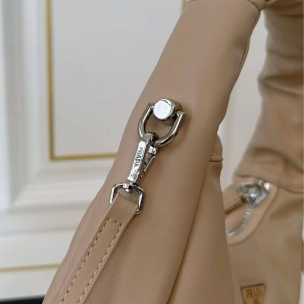 Prada Soft Padded Nappa Leather Bag Beige 8.3 Inches
