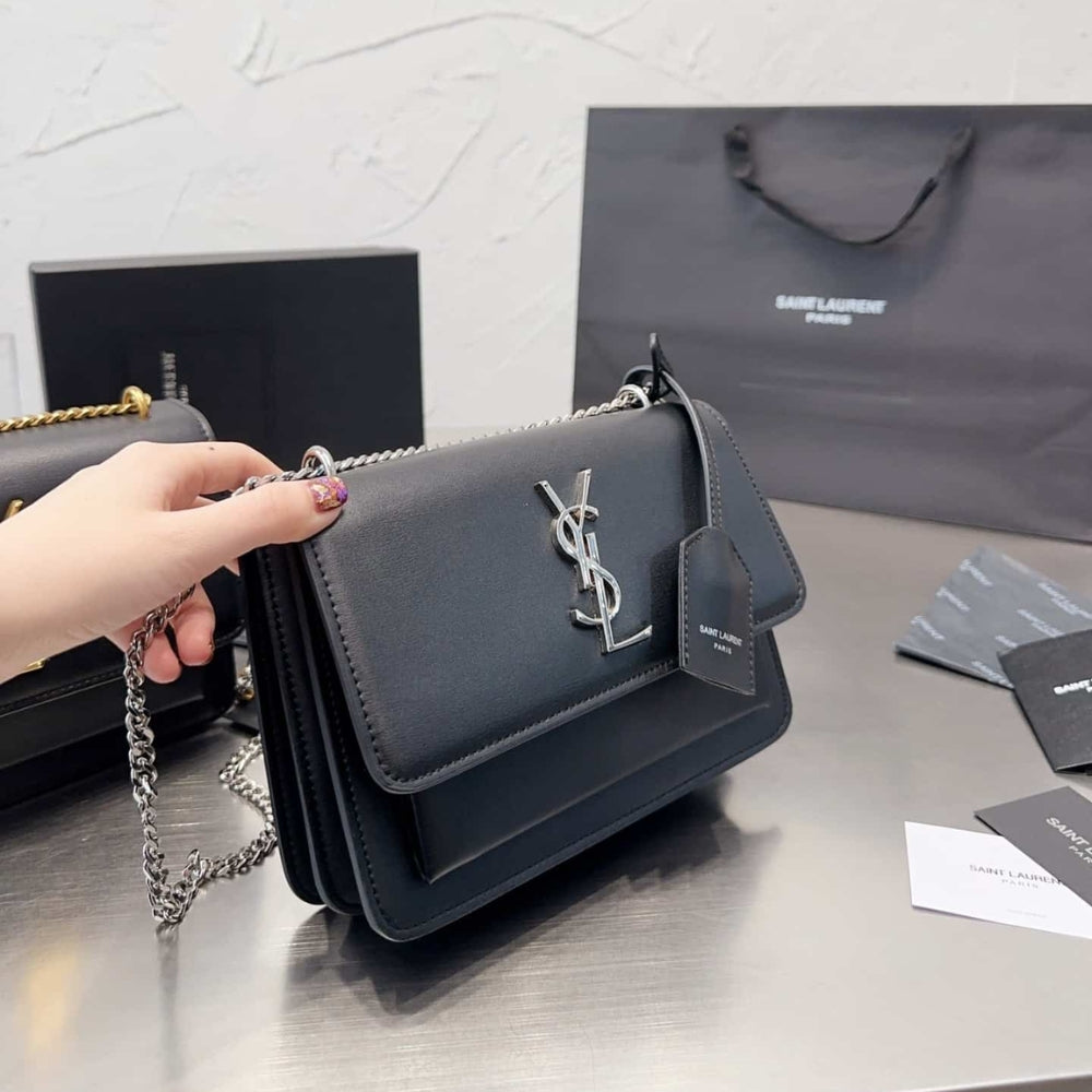 Saint Laurent Sunset Medium In Smooth Leather Black 9.8 Inches