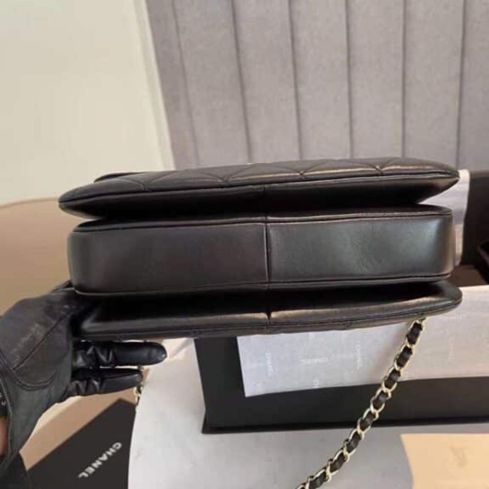 Chanel Flap Bag With Top Handle Bag With Gold Metal Black 9.8 Inches A92236 Y60767 94305