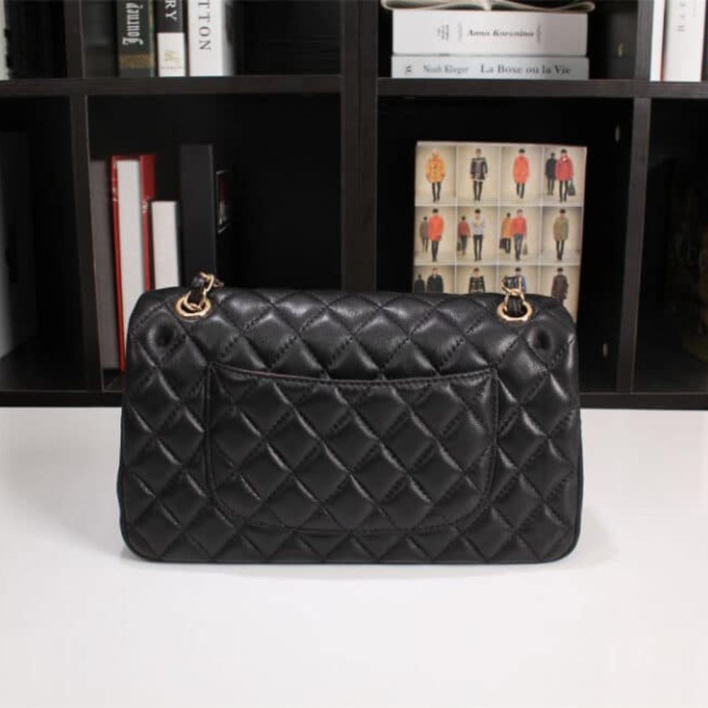 Chanel Classic Flap Black Gold Hardware 9.8 Inches