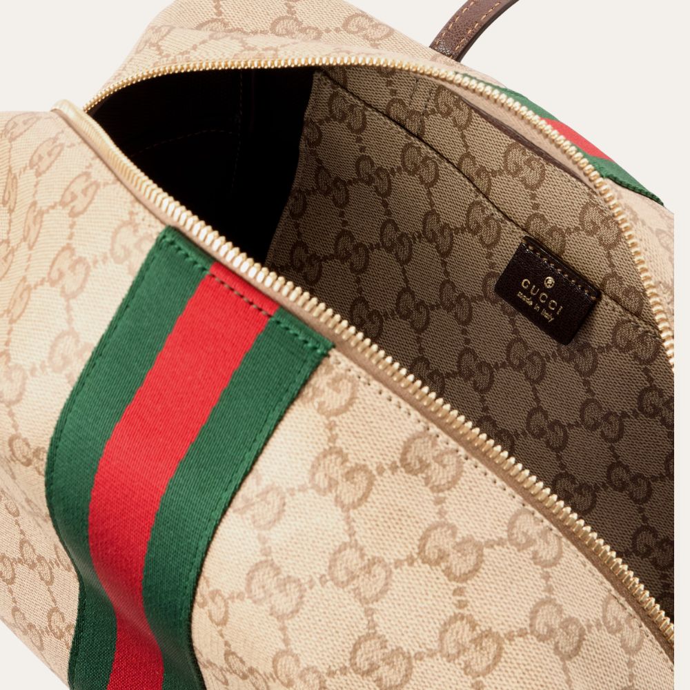 Gucci Melrose Medium Boston Bag Sand Dark Brown 11.4 Inches