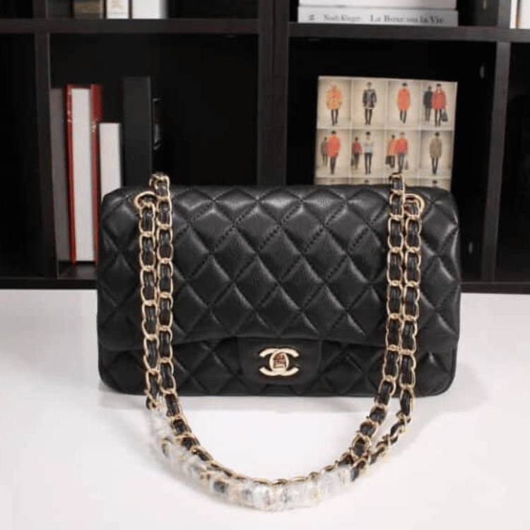 Chanel Classic Handbag Black 9.8 Inches