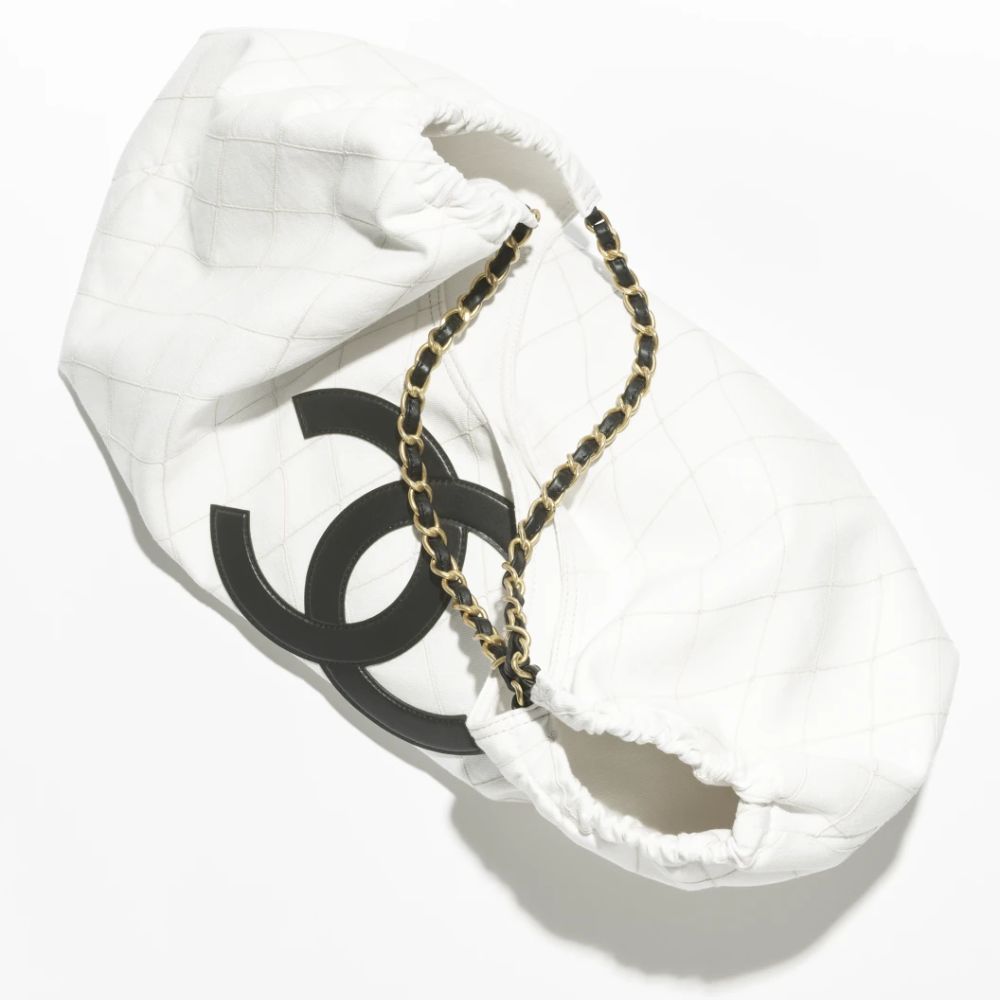 Chanel Coco Beach Small Shopping Bag White & Black 16.9 Inches