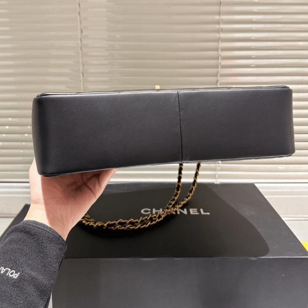 Chanel Cc Logo Maxi Flap Bag Black 13.0 Inches