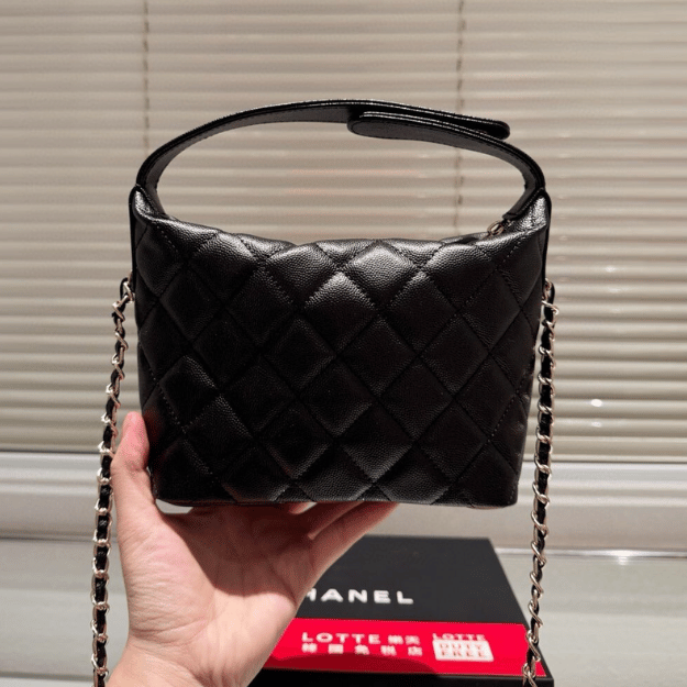 Chanel Hobo/Shoulder Bag With Top Handle Black 7.1 Inches