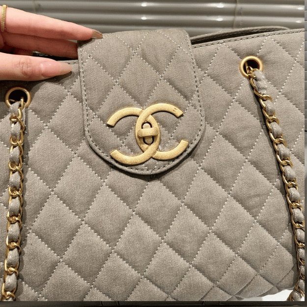 Chanel Vintage Style Shopping Bag Khaki 13.8 Inches