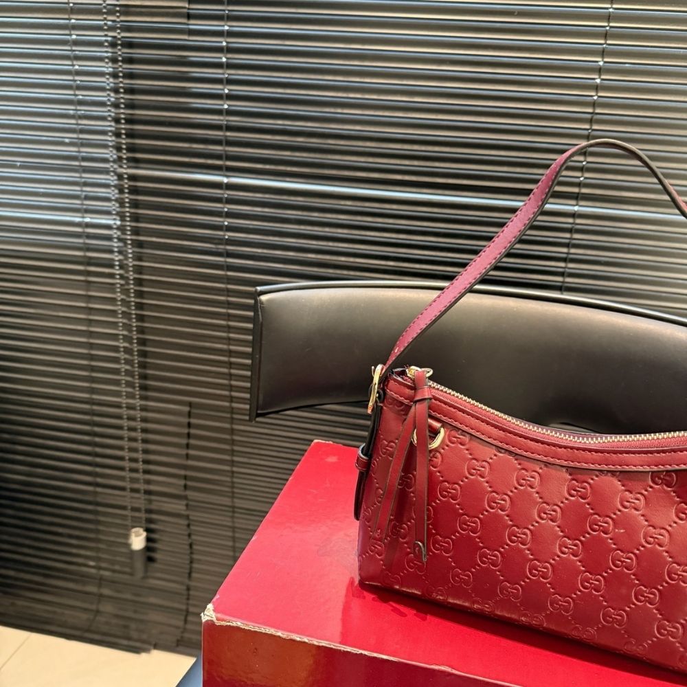 Gucci GG Emblem Medium Shoulder Bag Red 11.4 Inches