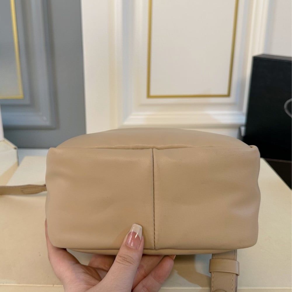 Prada Padded Soft Leather Bag Desert Beige 7.5 Inches 1Ba359 2Dyi F0F24 V Ovo