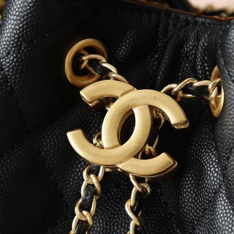 Chanel 25 Small Handbag Grained And Gold Tone Metal Black 10.2 Inches As5293 B20304 94305