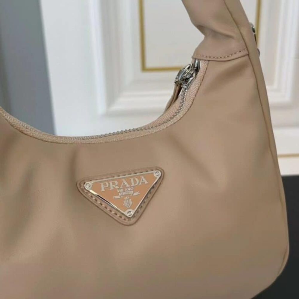 Prada Soft Padded Nappa Leather Bag Beige 8.3 Inches