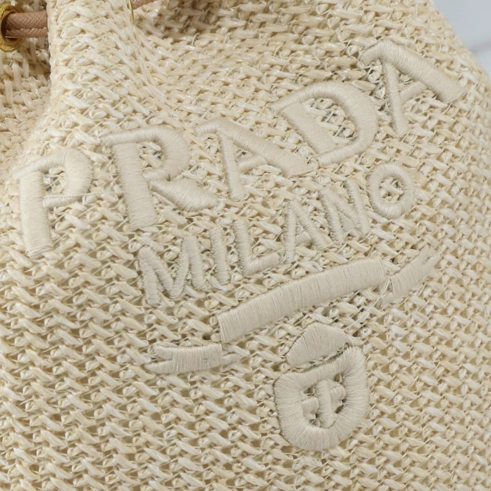 Prada Crochet Bucket Bag Beige 24cm 1BE068 2M2T F0018 V OUO