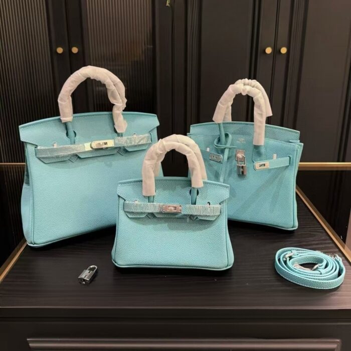 Hermes Birkin 30 Bag Paon Epsom Palladium Hardware Blue 30Cm