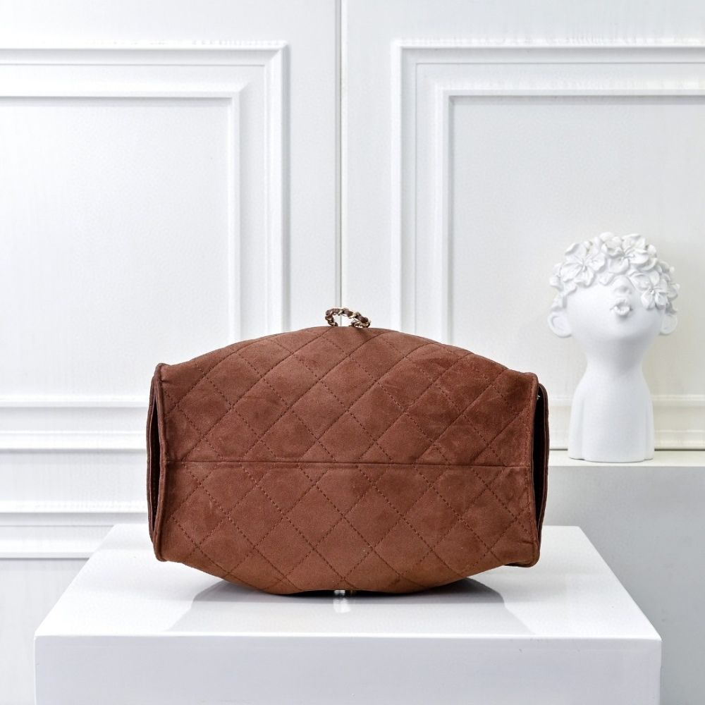 Chanel 25 Small Handbag Gold Tone Metal Brown 9.8 Inches