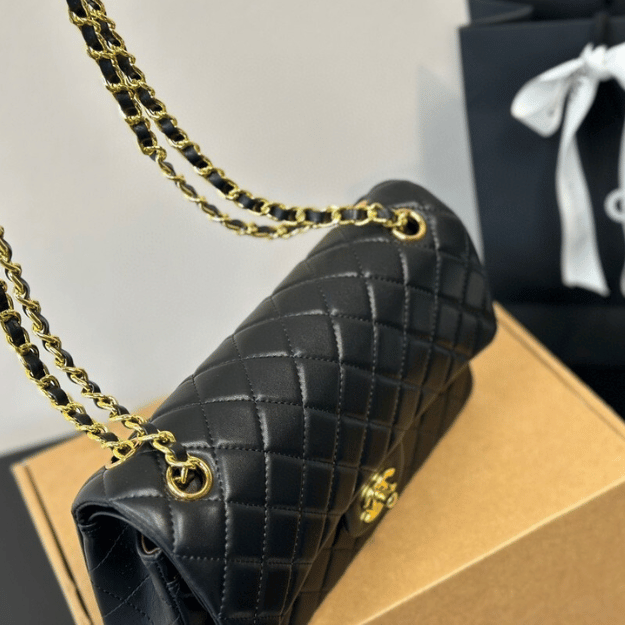 Chanel Classic Flap Bag Black 9.8 Inches