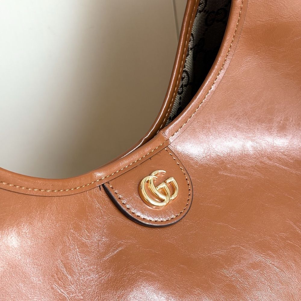 Gucci Giglio Large Tote Bag Dark Brown Leather 23.6 Inches 853971 AAF2H 7645