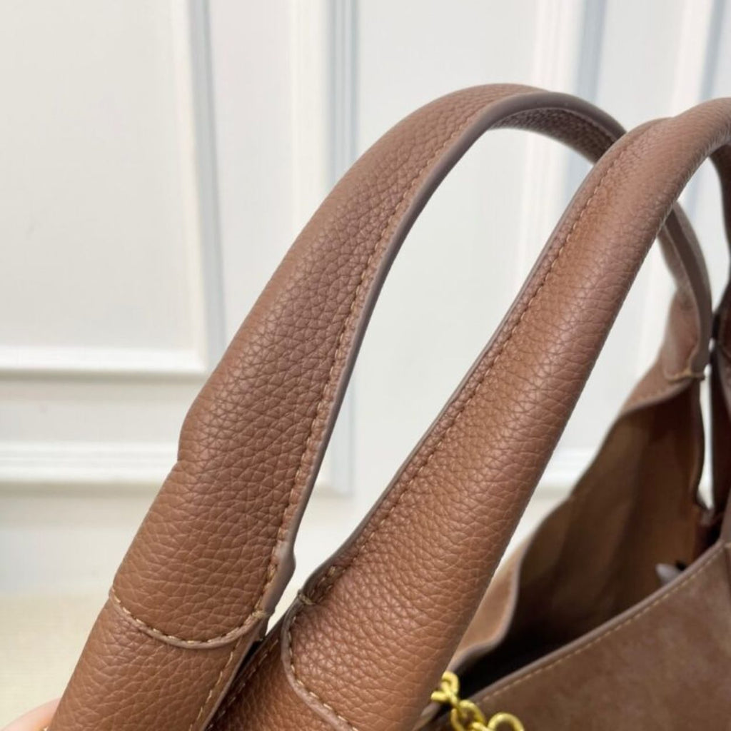Gucci Softbit Maxi Suede Shoulder Bag Brown 16.5 Inches