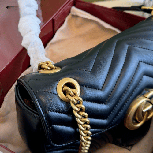 Gucci Gg Marmont Mini Matelassé Shoulder Bag Black 6.5 Inches