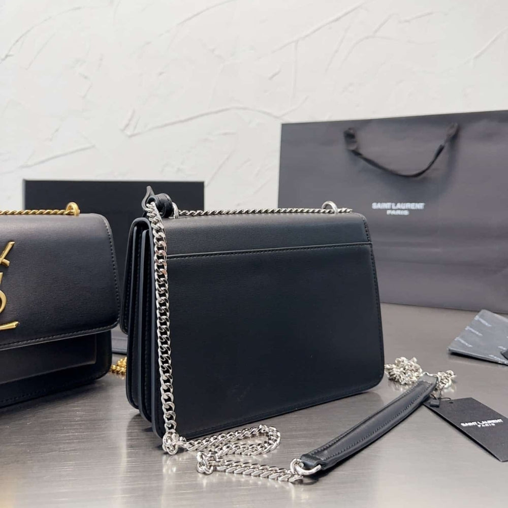 Saint Laurent Sunset Medium In Smooth Leather Black 9.8 Inches