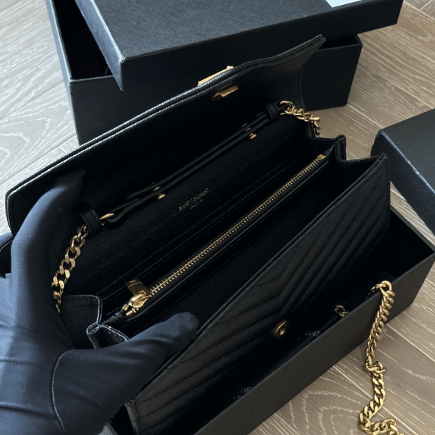 Saint Laurent Matelassé Envelope Bag Black 8.7 Inches