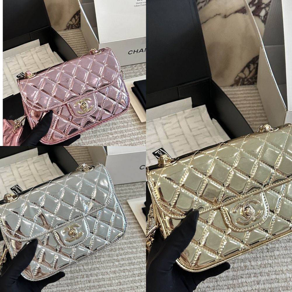 Chanel Mini Flap Bag Star Coin Purse Silver 9.4 Inches AS4648 B14873 Nt666