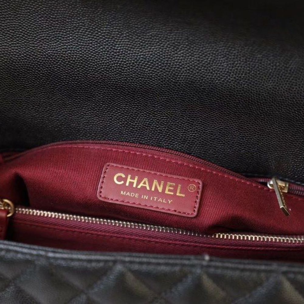 Chanel Large Flap Bag With Top Handle Black 11 Inches A92991