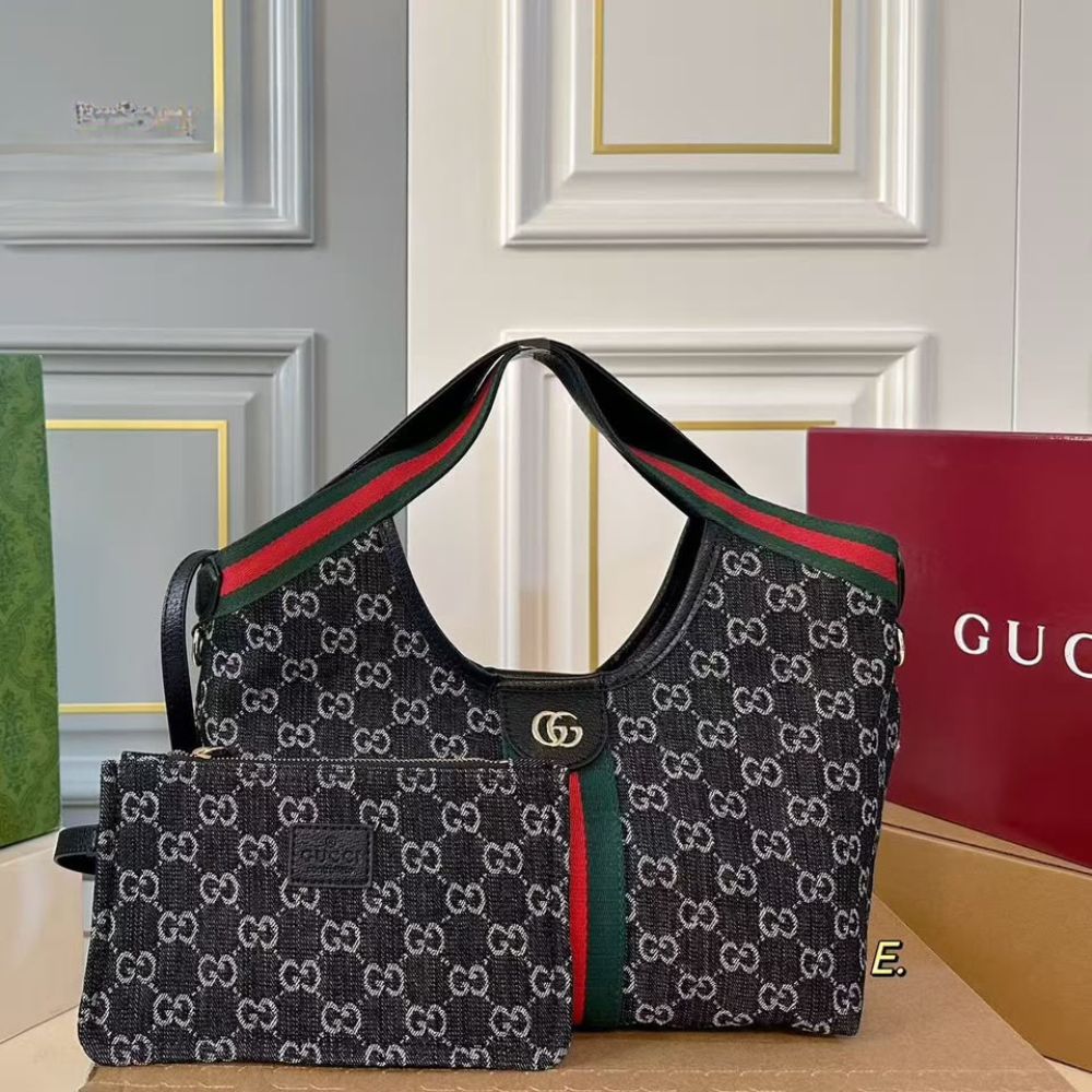‎Gucci Gg Ophidia Giglio Tote Shoulder Bag Black ‎9.8 Inches 853971 FAFYU 1155