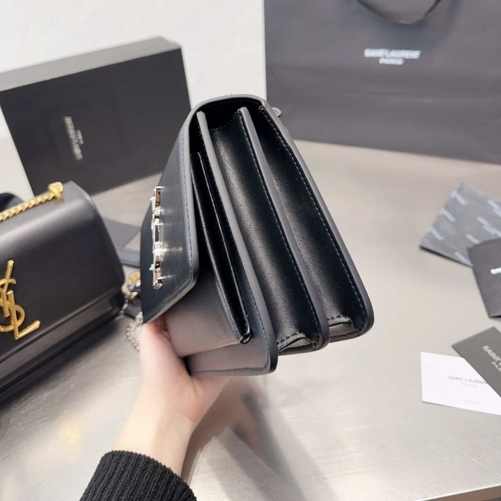 Saint Laurent Sunset Medium In Smooth Leather Black 9.8 Inches