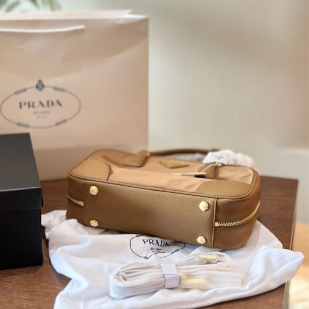 Prada Re Edition 1978 Medium Re Nylon And Saffiano Cork Beige 11.8 Inches 1Bb115 R064 F0594 V Too