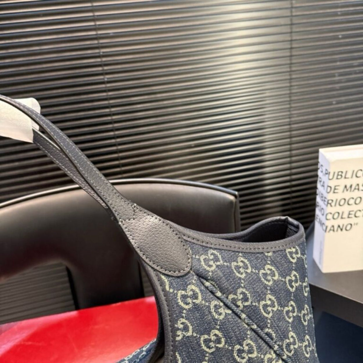 Gucci Mercato Medium Tote Bag Denim Navy Blue 14.2 Inches