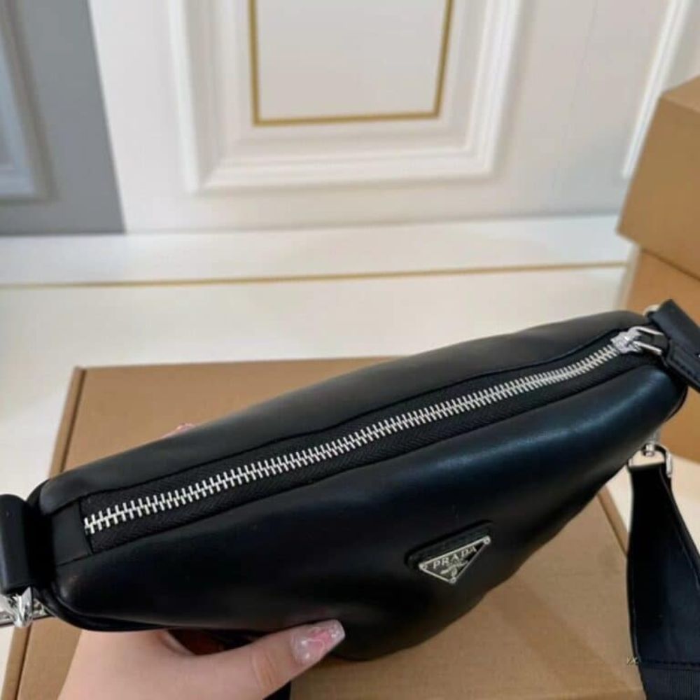 Prada Triangle Shoulder Bag Black 10.6 Inches