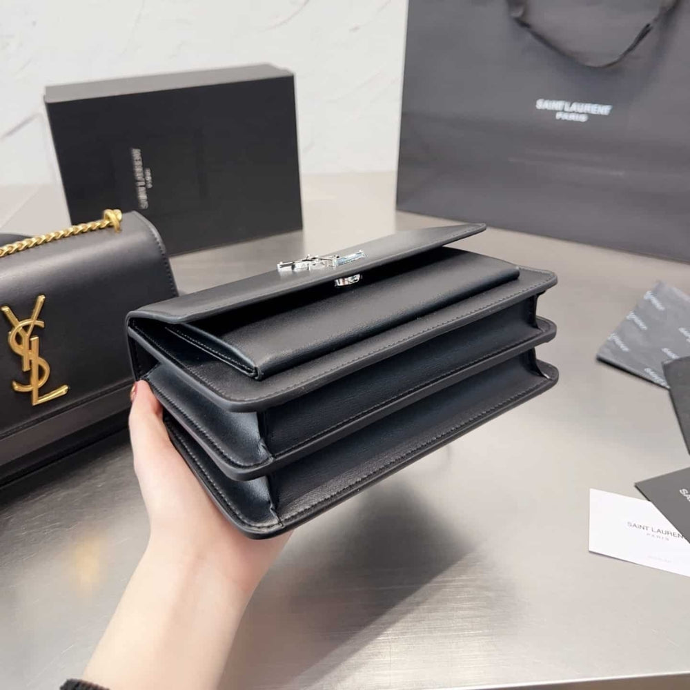 Saint Laurent Sunset Medium In Smooth Leather Black 9.8 Inches