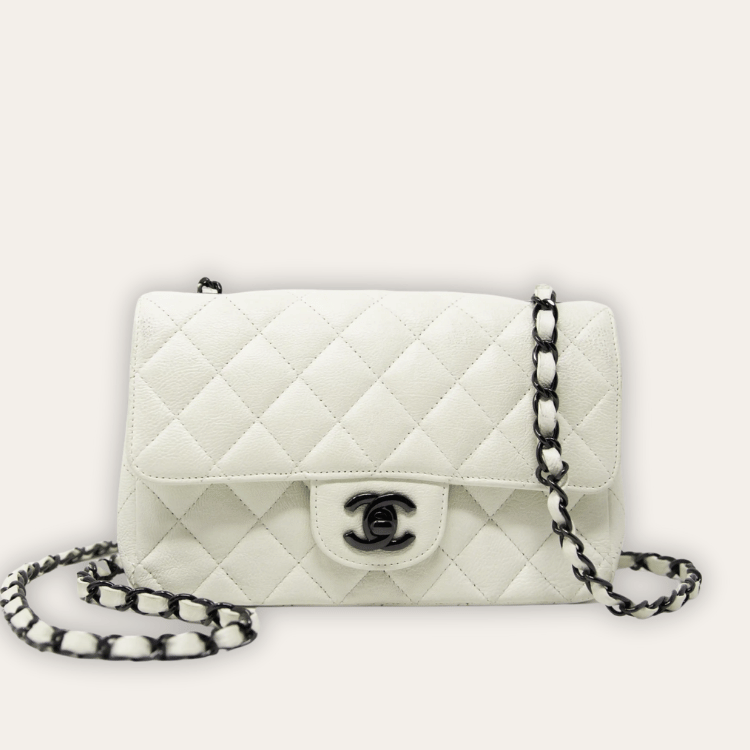 Chanel Classic Square Mini Flap Bag White 7.9 Inches