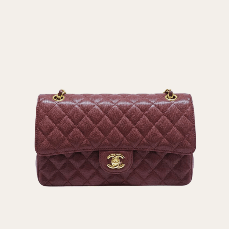Chanel Classic Medium Flap Bag Plum 10.2 Inches
