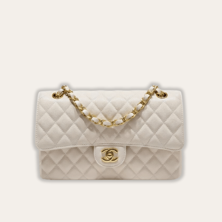Chanel Classic Medium Flap Bag White 10.2 Inches