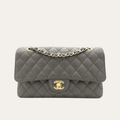 Chanel Classic Medium Flap Bag Grey 10.2 Inches