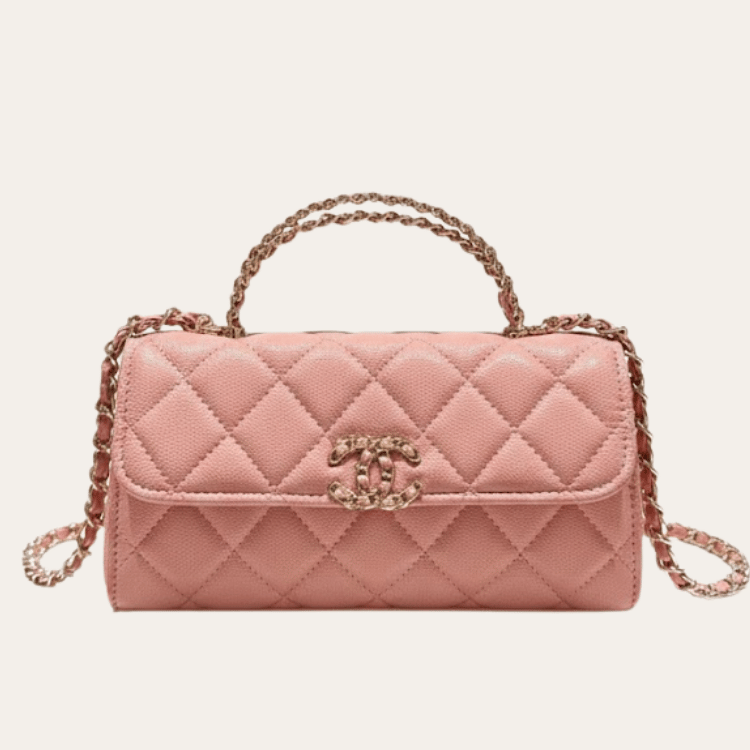 Chanel Flap Bag Top Handle Woc Light Pink 7.5 Inches