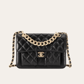 Chanel Vintage Postman Flap Backpack Black 8.7 Inches