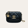 Chanel Coin Charm Flap Bag Black 7.9 Inches