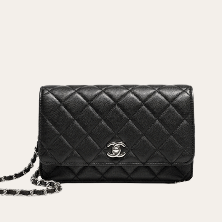 Chanel Flap Bag Woc (Wallet On Chain) Black 7.5 Inches